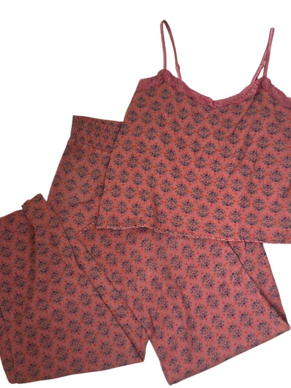 Natural Life Floral Pajama Set Pants Tank Sleepwear Women's L